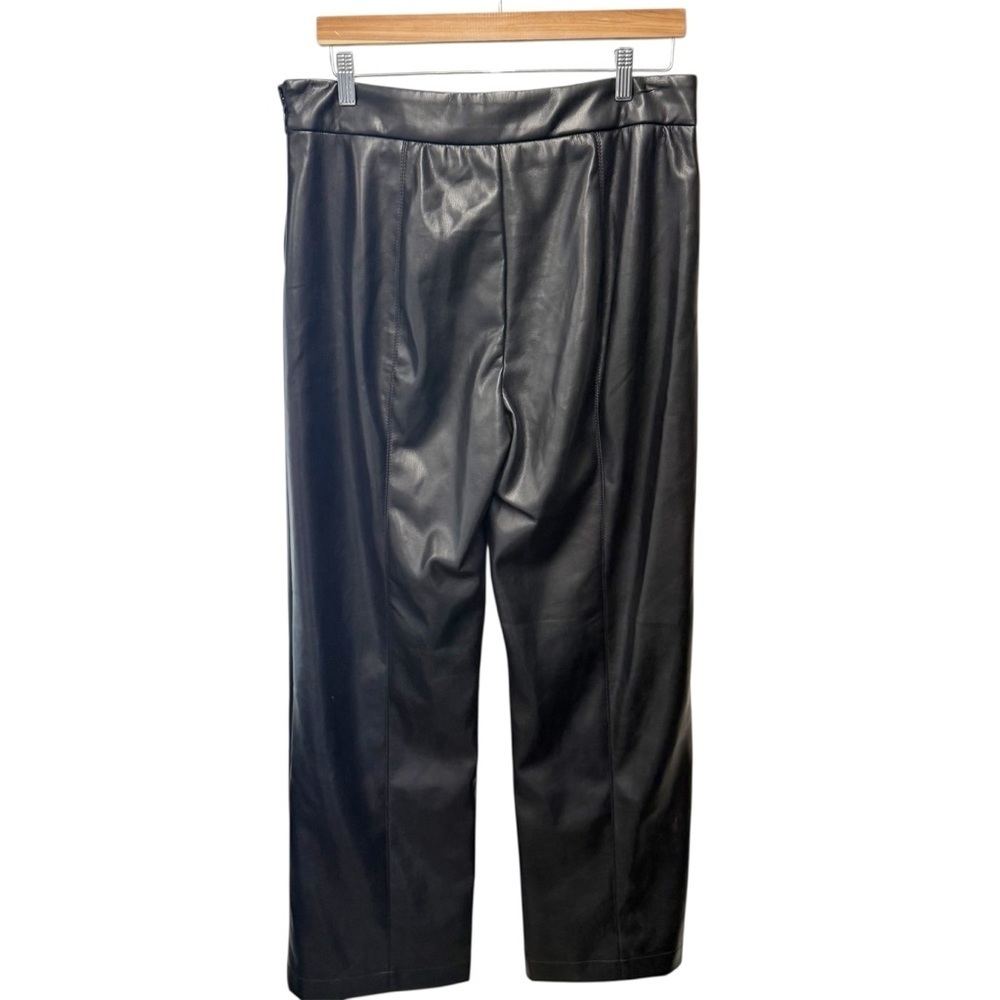 NWT Elie Tahari Faux Leather Straight Leg Pants Black, Size 14 - Picture 6 of 10